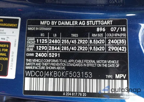 2019 Mercedes-Benz Glc 300 Coupe 4Matic from USA, damaged, VIN WDC0J4KB0KF503153